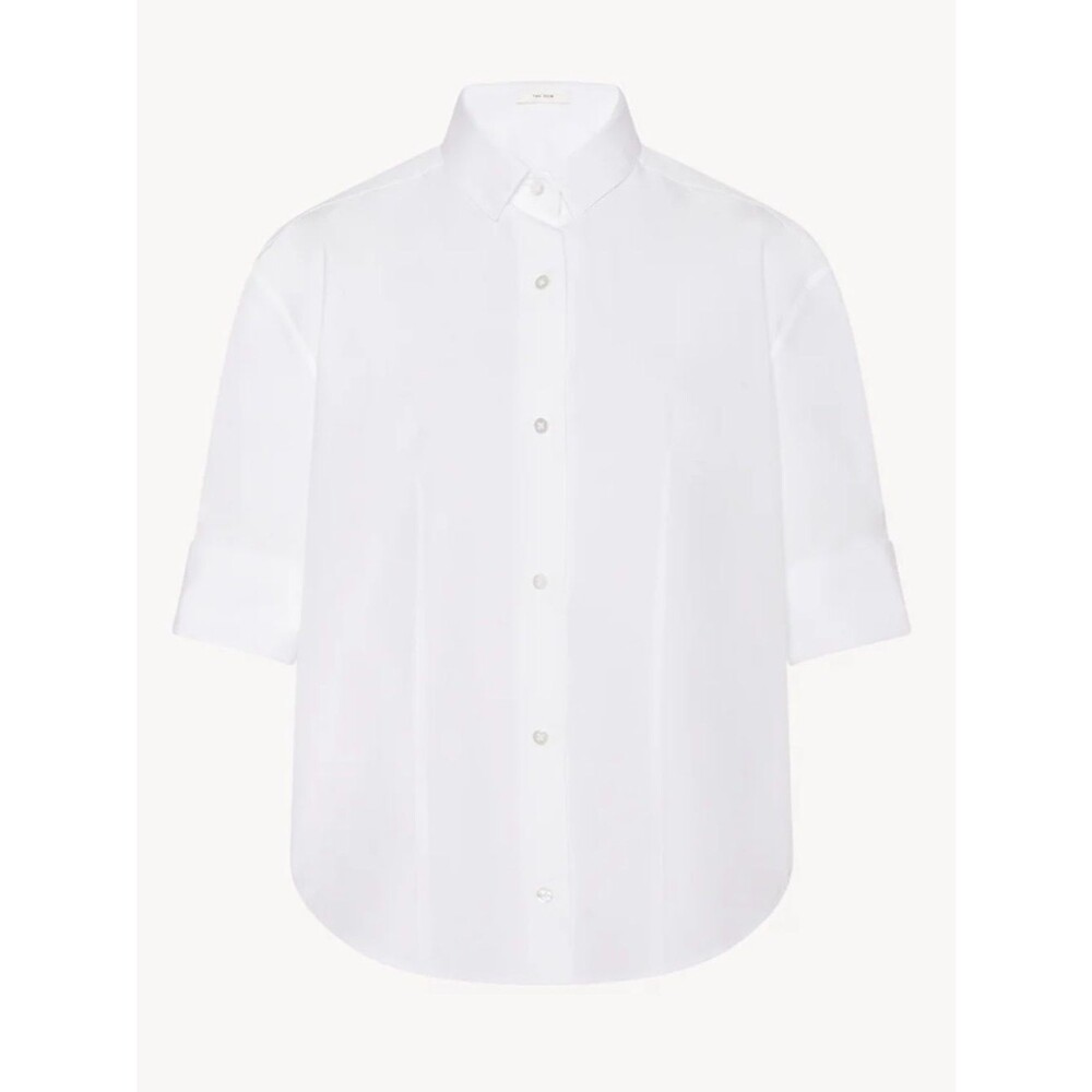 The Row Carpazi Classic White Short-Sleeve Button-Up Shirt  NWT size 2